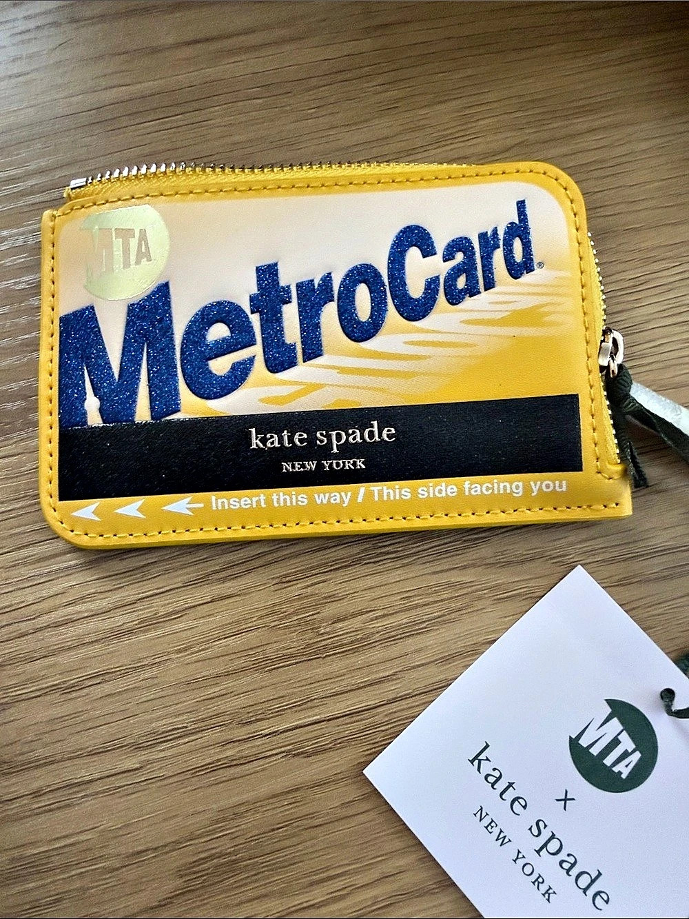 kate spade MTA x kate spade New York MetroCard holder Yellow & Blue NWT Zip Card